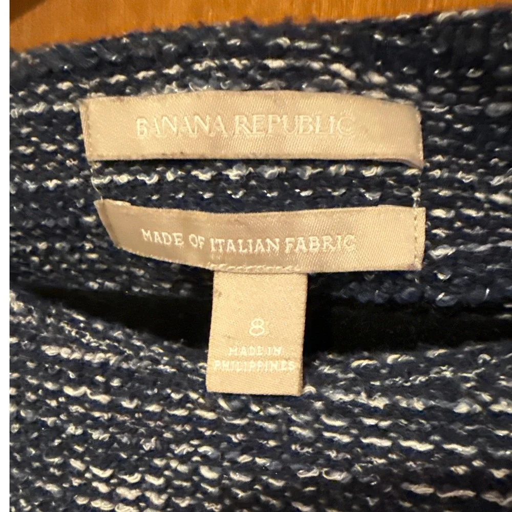 Banana Republic sheath dress 8 navy tweed lined sleeveless Italian cotton blend - Picture 3 of 16